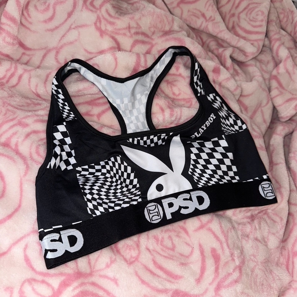 PSD Playboy/Black and White Checkered Sports Bra